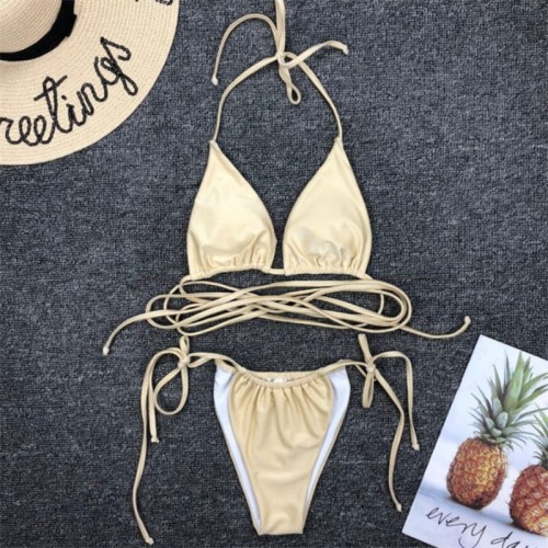 STRÓJ KĄPIELOWY SEXY BIKINI WIĄZANE BEŻOWE.jpg