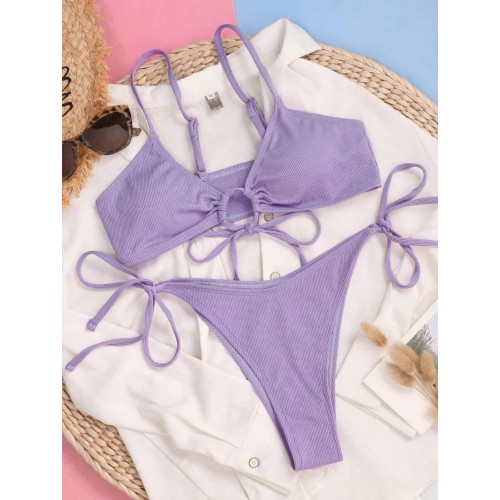 Strój Kąpielowy Sexy Bikini Wiązane Straps Fiolet.jpg