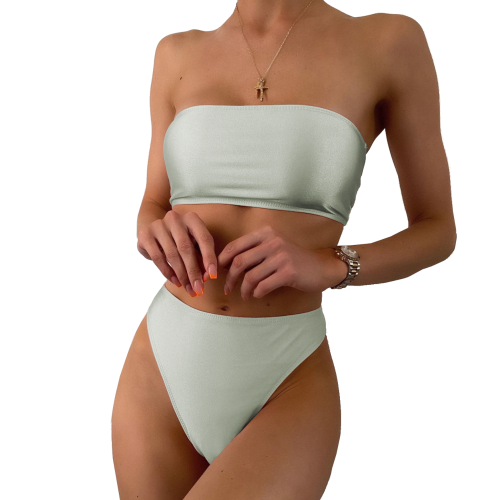 Strój Kąpielowy Sexy Bikini Wysoki Stan Szary.png