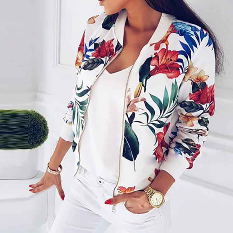 Bluza w Kwiaty Damska Kurtka Bomberka Biała.jpg