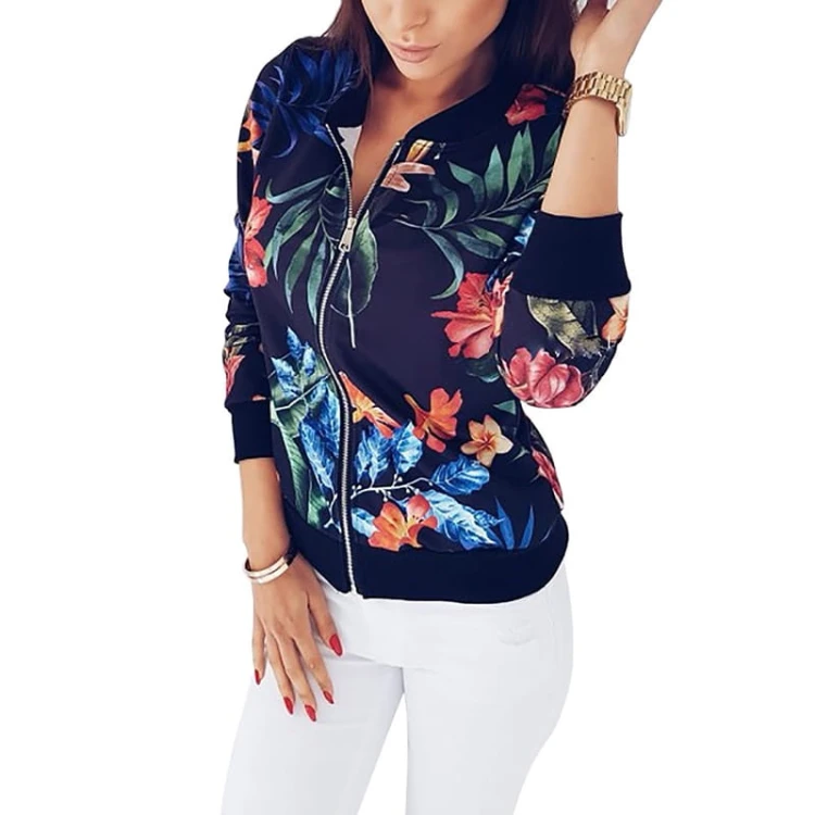 Bluza w Kwiaty Damska Kurtka Bomberka Granatowa.jpg