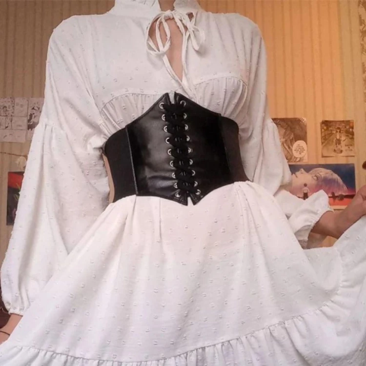 Szeroki Pas Sznurowany Gorset Wiązany Czarny.jpg