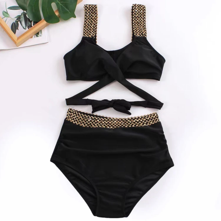 Strój Kąpielowy Dwuczęściowy Bikini Wysoki Stan