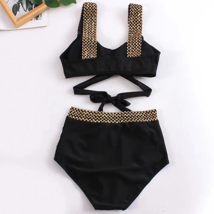 Strój Kąpielowy Dwuczęściowy Bikini Wysoki Stan