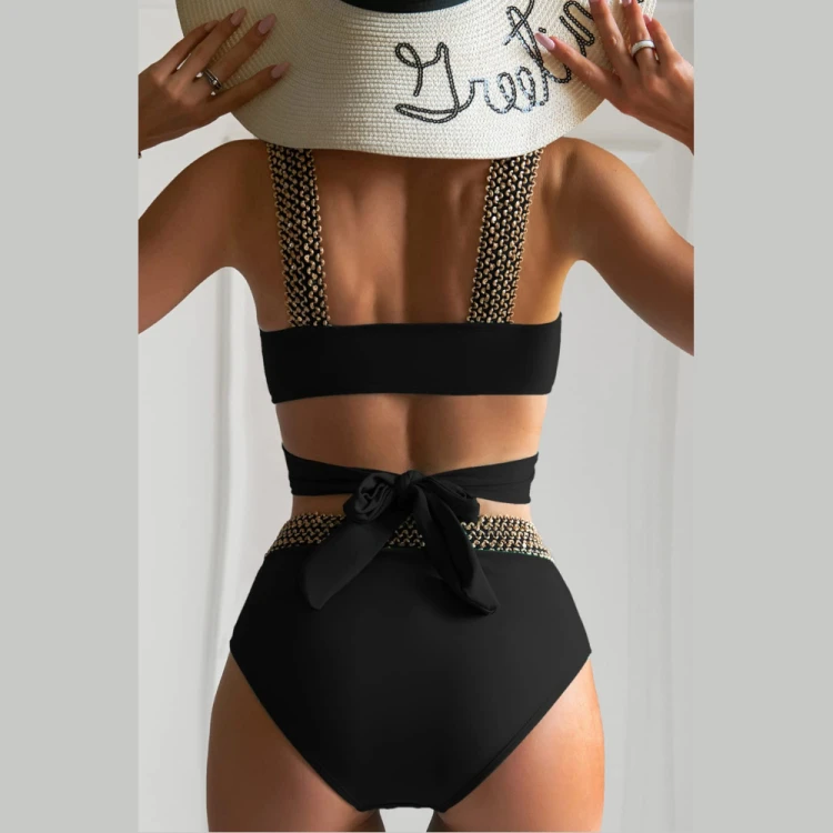 Strój Kąpielowy Dwuczęściowy Bikini Wysoki Stan