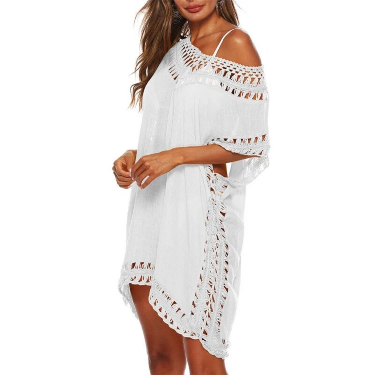 Letnia Tunika Plażowa Pareo Sukienka Boho Biała.png