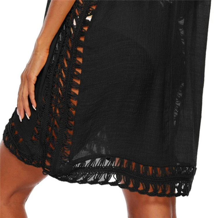 Letnia Tunika Plażowa Pareo Sukienka Boho Czarna.png