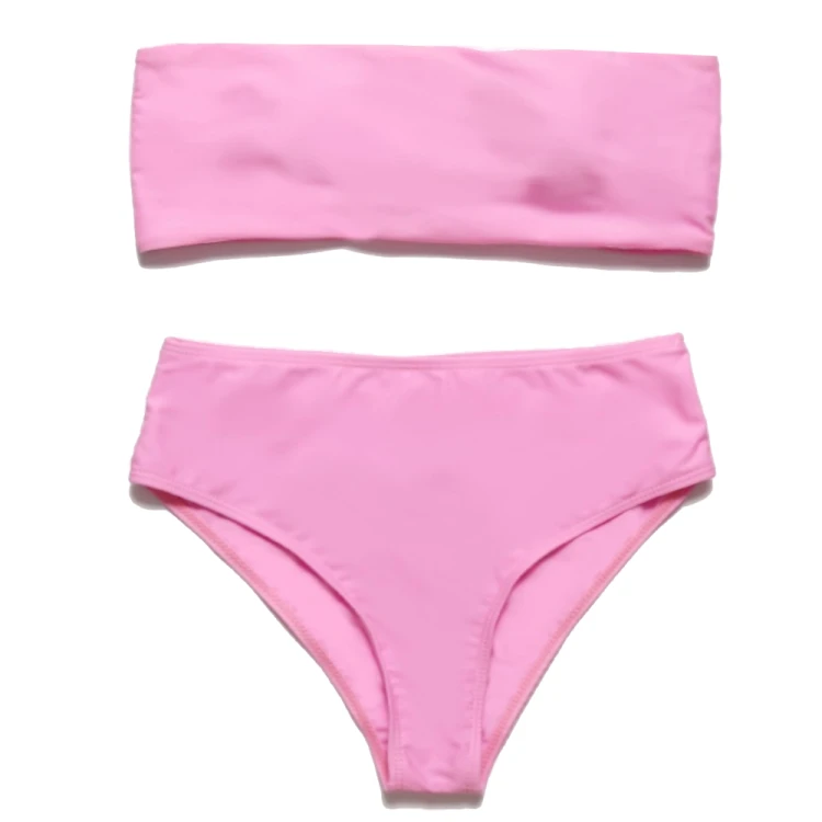 Strój Kąpielowy Sexy Bikini Wysoki Stan Różowy.png