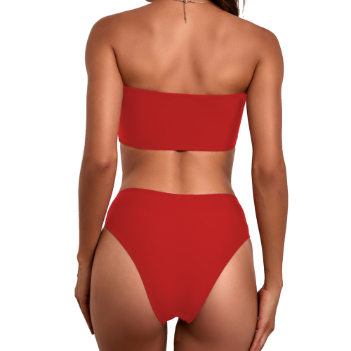 Strój Kąpielowy Sexy Bikini Wysoki Stan Czerwony.png