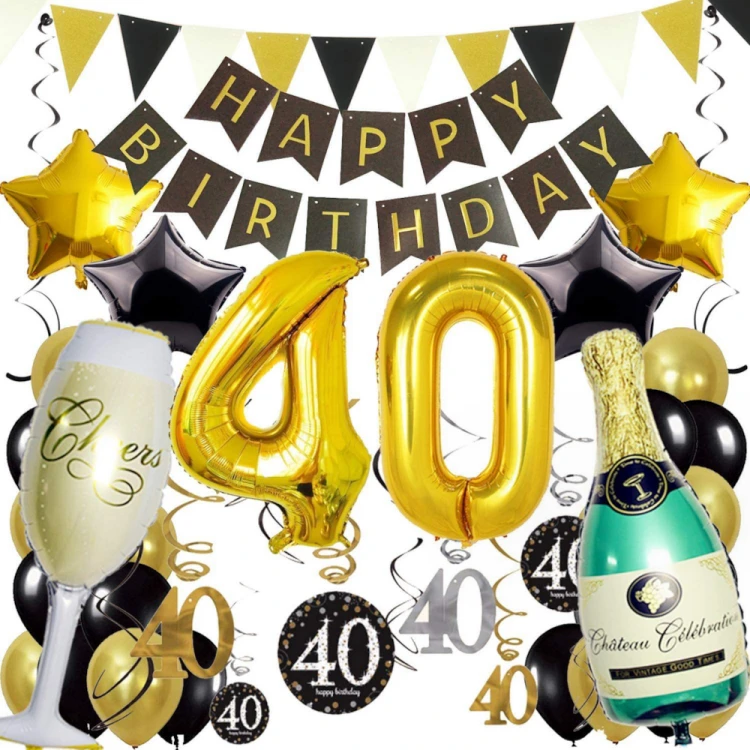 Stylowa Dekoracja Urodzinowa Na Imprezę 40 Happy Birthday