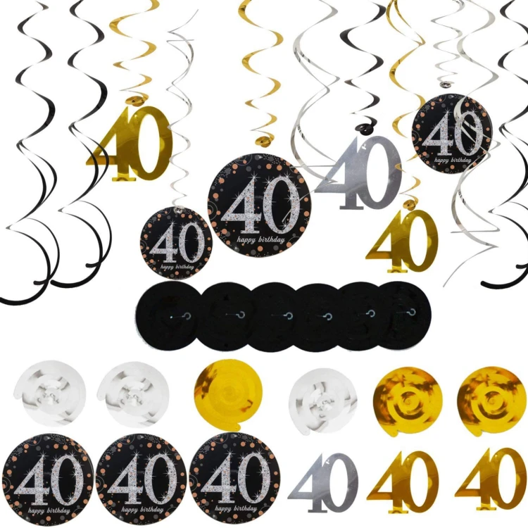 Stylowa Dekoracja Urodzinowa Na Imprezę 40 Happy Birthday