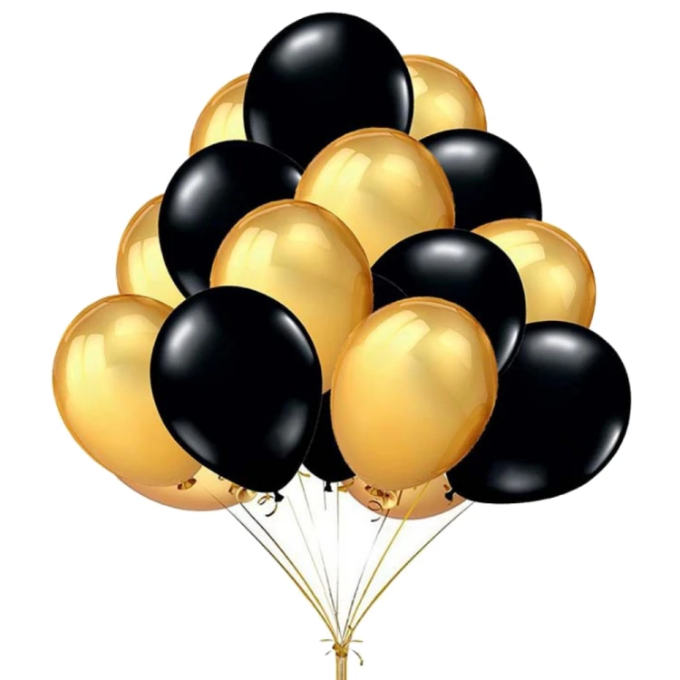 Balony Czarno - Złote Dekoracja Na Przyjęcie Zestaw