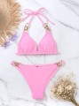 Strój Kąpielowy Różowy Bikini Złote Łańcuchy.jpg