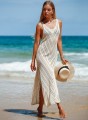 Długa Sukienka Plażowa tunika Boho Beż.jpg