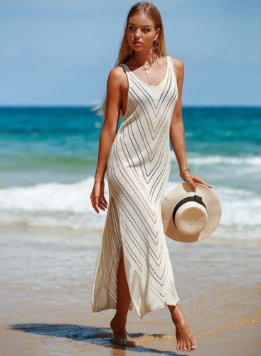 Długa Sukienka Plażowa tunika Boho Beż