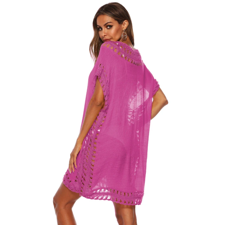Letnia Tunika Plażowa Pareo Sukienka Boho Różowa.png