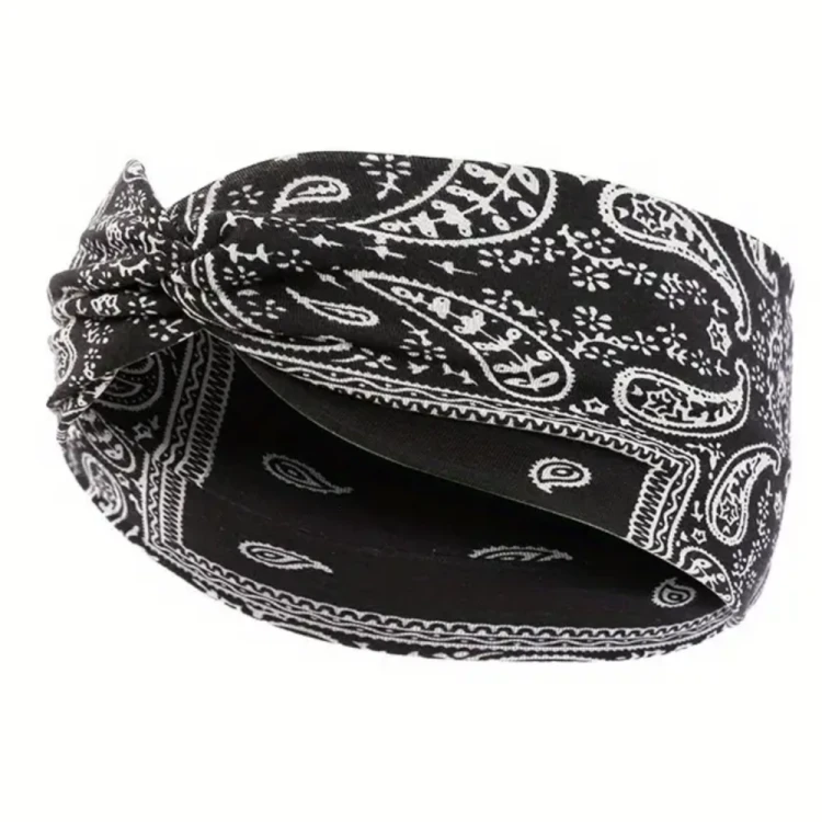 Opaska Do Włosów Szeroka Turban Elastyczna Czarna.png