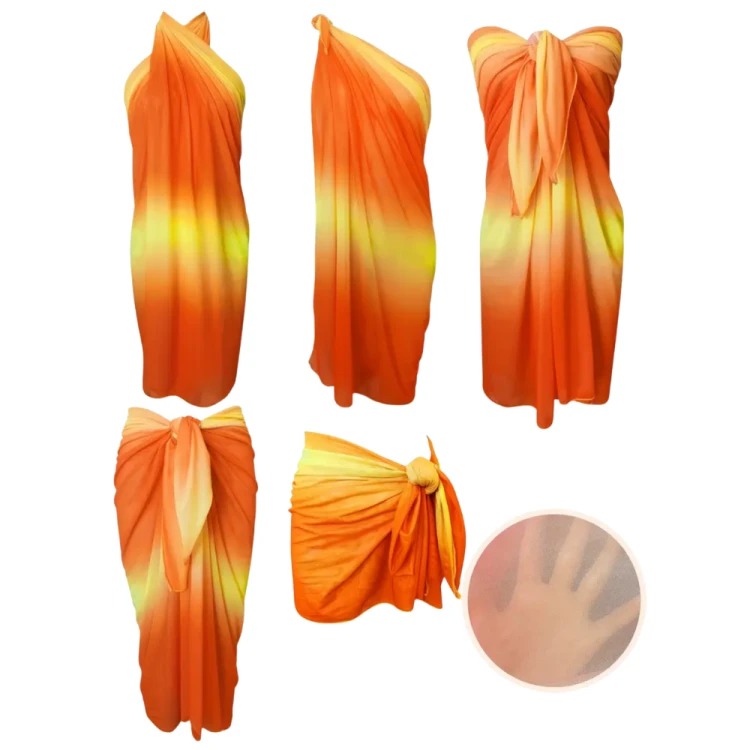 Wielofunkcyjne Pareo Plażowe Chusta Damska Pomarańczowa.png