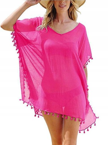 Letnia Tunika Plażowa Pareo Sukienka Szyfon Różowy