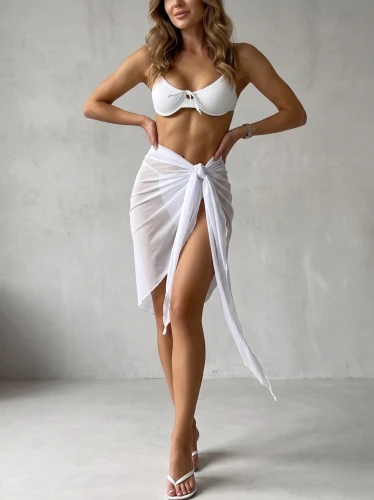 Chusta Plażowa Pareo Zwiewna Spódnica Biała