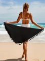 Chusta Plażowa Pareo Z Frędzlami Zwiewna Spódnica Czarna