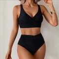 Strój Kąpielowy Wysoki Stan Bikini Czarne