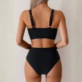 Strój Kąpielowy Wysoki Stan Bikini Czarne