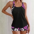 Tankini Dwuczęściowy Strój Kąpielowy Z Koszulką Kwiaty Róż