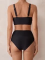 Strój Kąpielowy Wysoki Stan Bikini Czarne.png