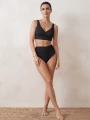 Strój Kąpielowy Wysoki Stan Bikini Czarne.png