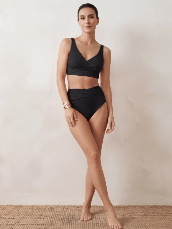 Strój Kąpielowy Wysoki Stan Bikini Czarne.png