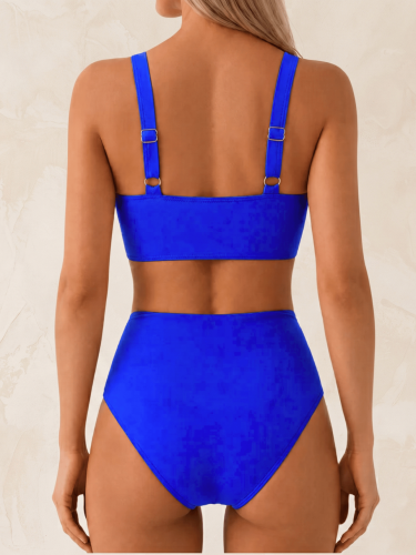 Strój Kąpielowy Wysoki Stan Bikini Niebieskie.png
