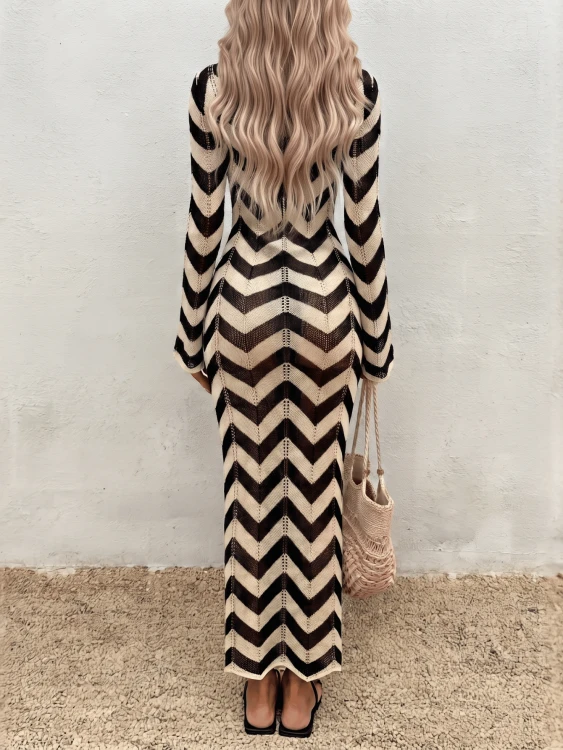 Ażurowa Sukienka Damska Maxi Tunika Plażowa Boho.png