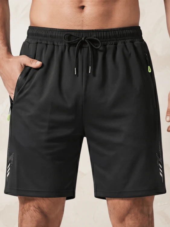 Spodenki Męskie Sportowe Szorty Z Gumką Czarne.png
