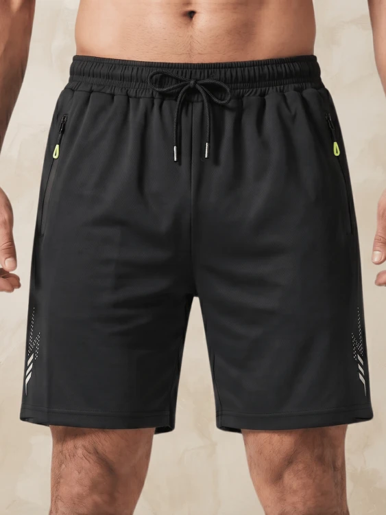 Spodenki Męskie Sportowe Szorty Z Gumką Czarne.png