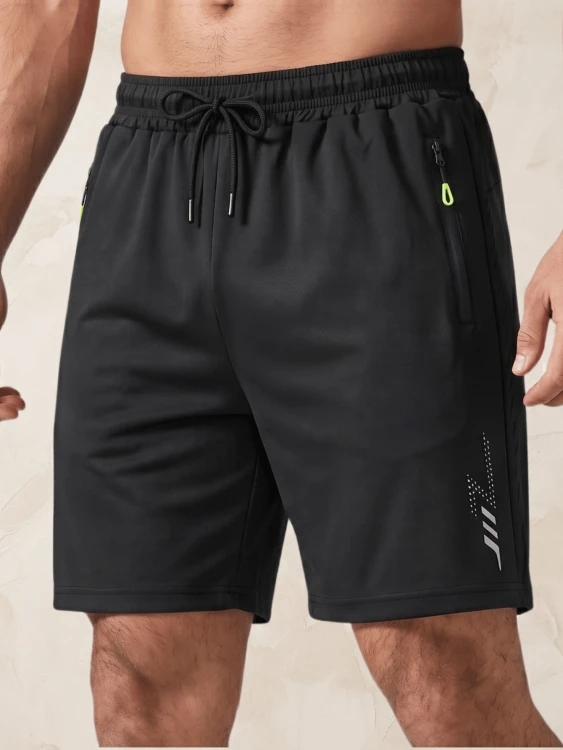 Spodenki Męskie Sportowe Szorty Z Gumką Czarne.png