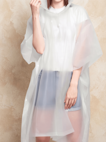 Peleryna Przeciwdeszczowa Poncho Wodoodporny Płaszcz Biały.png