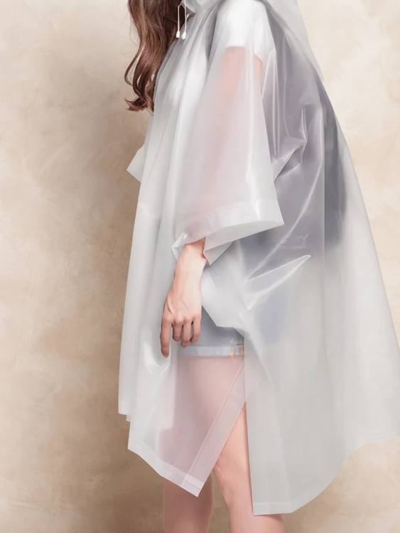 Peleryna Przeciwdeszczowa Poncho Wodoodporny Płaszcz Biały.png