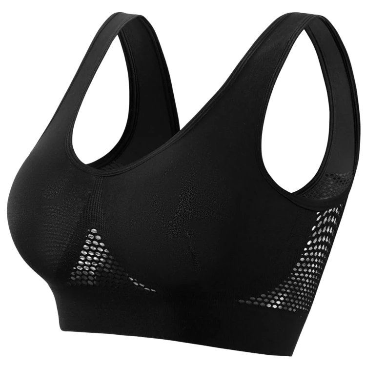 Biustonosz Sportowy Bezszwowy Top Czarny.png