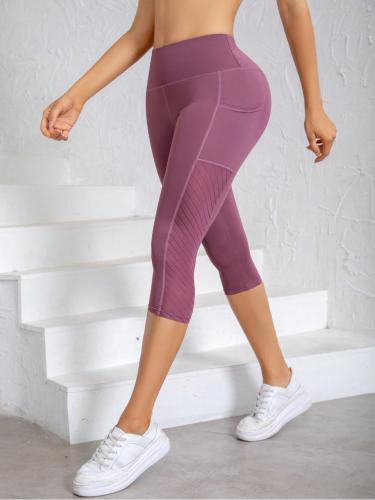 Legginsy Damskie Capri Sportowe Różowe.png