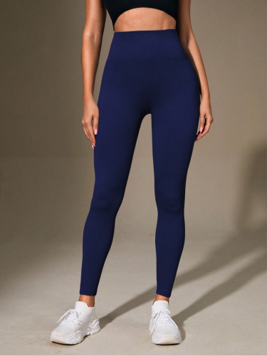 Legginsy Damskie Prążkowane Kryjące Granatowe.png