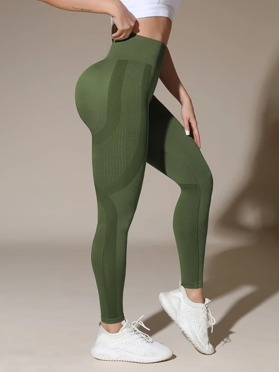 Legginsy Damskie Push Up Wysoki Stan Zielone.png