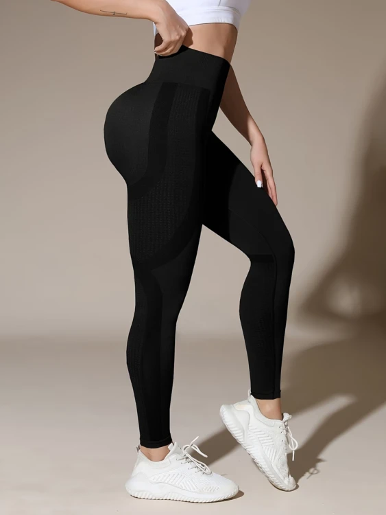 Legginsy Damskie Push Up Wysoki Stan Czarne.png