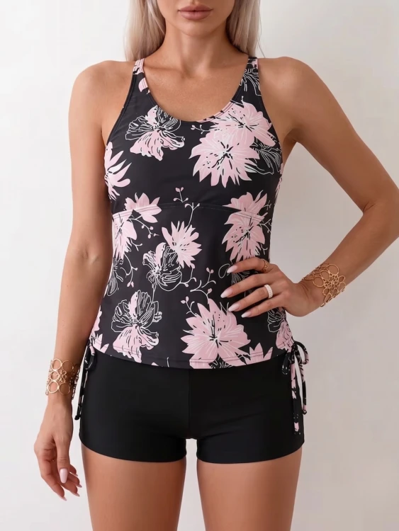 Tankini Dwuczęściowy Strój Kąpielowy Ze Spodenkami