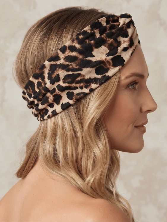 Opaska Do Włosów Szeroka Turban Elastyczna Panterka.png