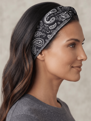 Opaska Do Włosów Szeroka Turban Elastyczna Czarna.png