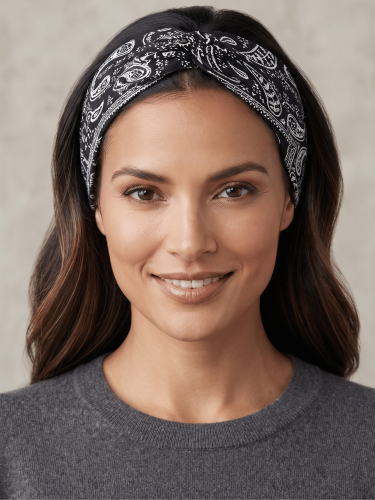 Opaska Do Włosów Szeroka Turban Elastyczna Czarna.png