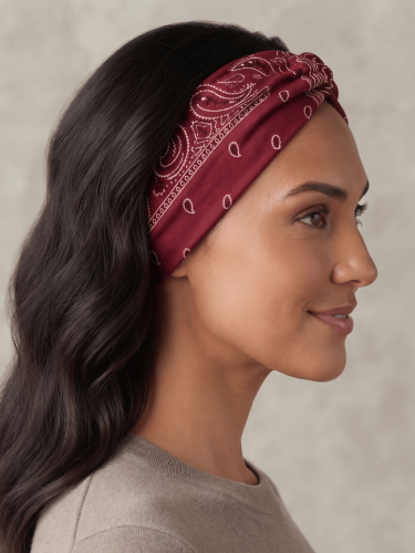 Opaska Do Włosów Szeroka Turban Elastyczna Bordo.png