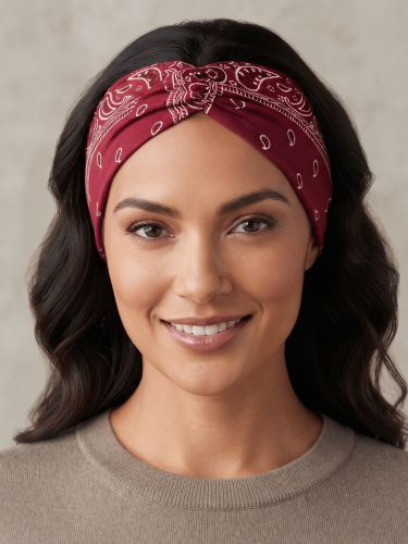 Opaska Do Włosów Szeroka Turban Elastyczna Bordo.png