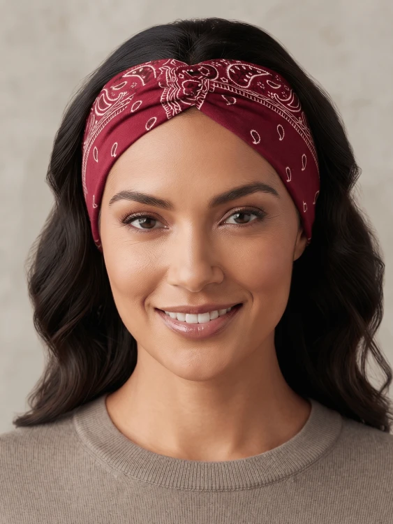 Opaska Do Włosów Szeroka Turban Elastyczna Bordo.png